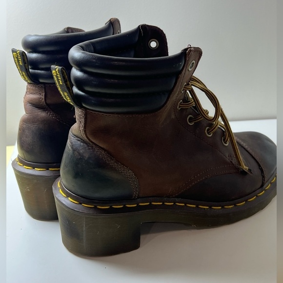 Dr. Marten Size 8 Distressed Alexandra Brown Combat Moto Boots Vibram Sole EUC - Picture 8 of 12